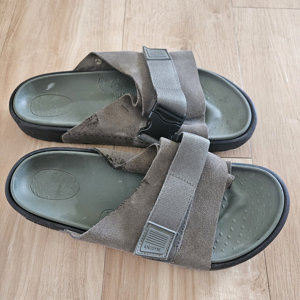 Anodyne No. 68 Men's Slide Sandal By Anodyne - OliveSuede Sandal - Size 12